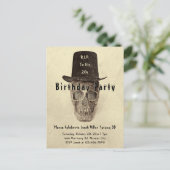 Skull Top Hat  Sepia RIP tot zijn twintig Uitnodiging Briefkaart (Staand voorkant)