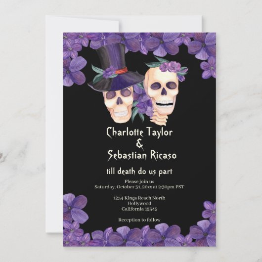 Skull tot de dood ons deel huwelijk kaart (Voorkant)