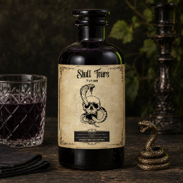 Skull Tranen Drankje Griezelige Elegantie voor Hal Wijn Etiket