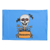 Skull Tree Branch Arms Pas op Teken Bats Blue Kussensloop (Achterkant-Links)