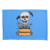 Skull Tree Branch Arms Pas op Teken Bats Blue Kussensloop (Voorkant-Links)