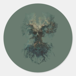 Skull Tree Surreal Dark Nature Ronde Sticker