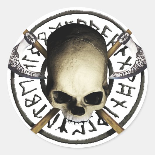skull tribal Axe A Ronde Sticker (Voorkant)