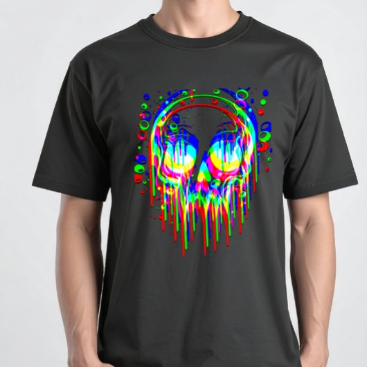 Skull Trippy Illusion - Psychedelische RGB Glitchc T-shirt