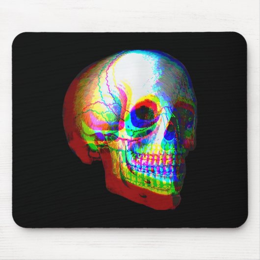 Skull Trippy Vaporwave Halloween Techno Rave Edm M Muismat (Voorkant)