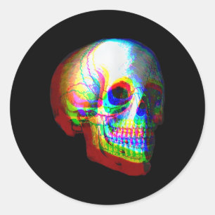 Skull Trippy Vaporwave Halloween Techno Rave Edm M Ronde Sticker