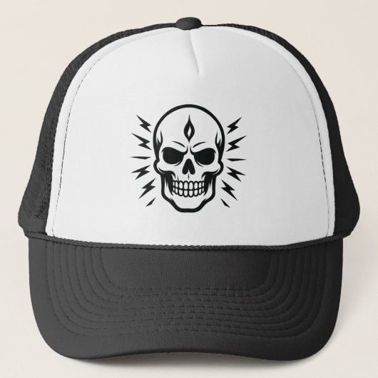 Skull Trucker Hat Edgy Graphic Pet voor Streetwear (Voorkant)