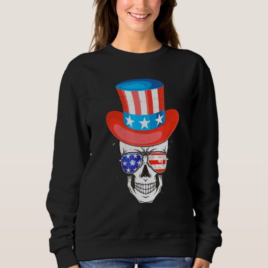 Skull Uncle Sam Amerikaanse Onafhankelijkheidsdag Trui (Voorkant)