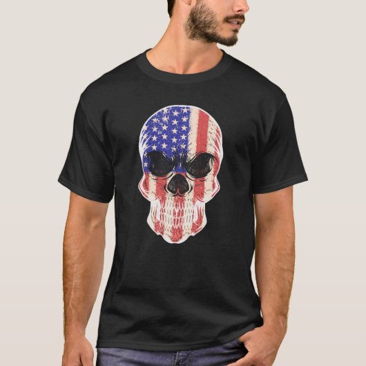 Skull USA Flag T-shirt (Voorkant)