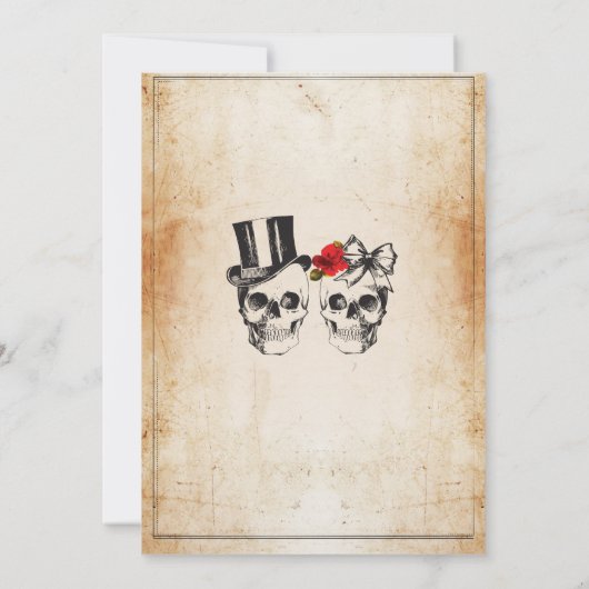 Skull Verlovingsfeest Halloween Gotische Uitnodigi Kaart (Achterkant)