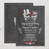 Skull Verlovingsfeest Halloween Gotische Uitnodigi Kaart (Voorkant / Achterkant)
