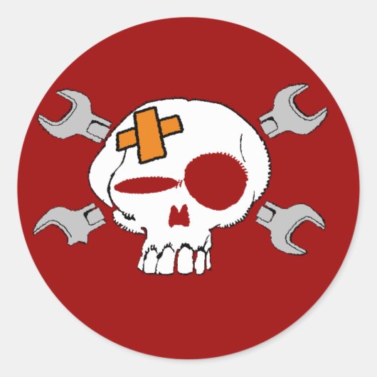 SKULL VINTAGE-MOTOCLUBM RONDE STICKER (Voorkant)