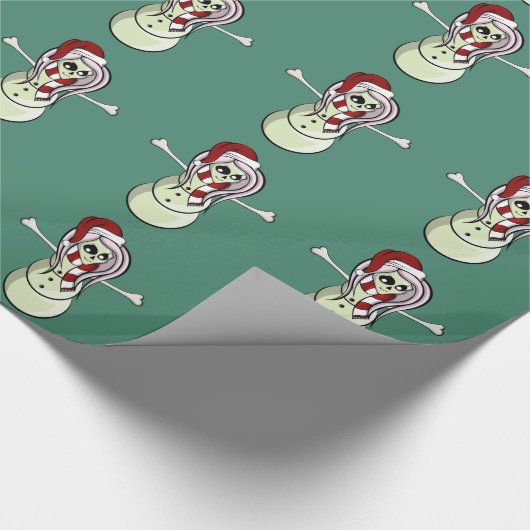 Skull Vrouw Snowman Cadeaupapier (Hoek)