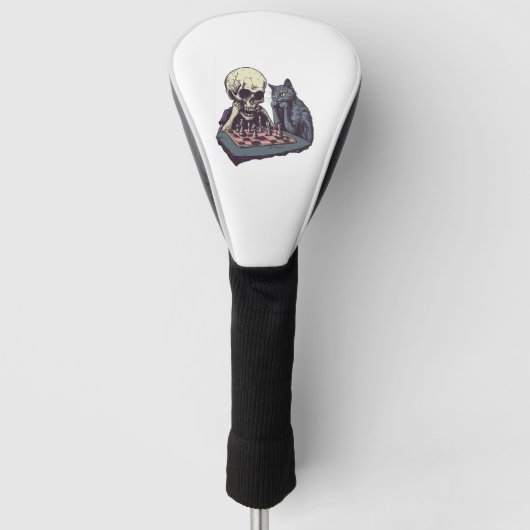 Skull vs Cat � Funny Chess Battle Golfheadcover (Voorkant)