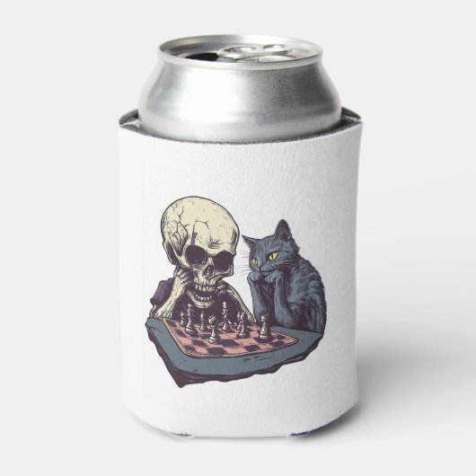 Skull vs Cat � Grappig Schaakgevecht Blikjeskoeler (Blikje Voorkant)