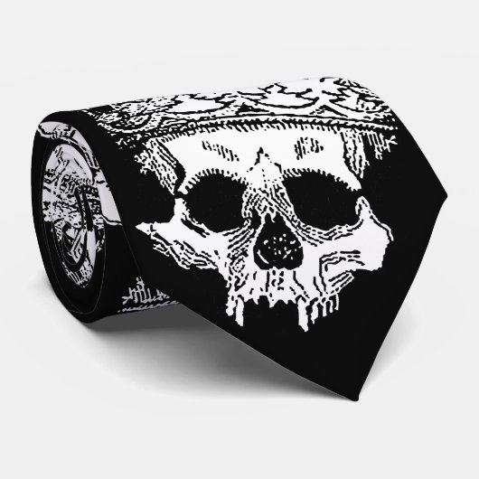 Skull Wearing Crown Gothic Drawing Black Stropdas (Opgerold)