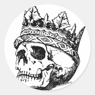 Skull Wearing Crown, King, Hamlet Ronde Sticker