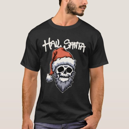 Skull Wearing Santa Hat streetwear T-shirt (Voorkant)