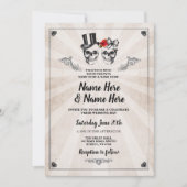 Skull Wedding Halloween Gothic Cream Invite Kaart (Voorkant)