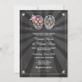 Skull Wedding Halloween Sugar Gothic Skulls Invite Kaart (Voorkant)