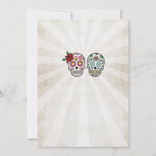 Skull Wedding Halloween Sugar Gothic Skulls Invite Kaart (Achterkant)