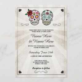 Skull Wedding Halloween Sugar Gothic Skulls Invite Kaart