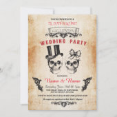 Skull Wedding Party Halloween Gothic Horror Invite Kaart (Voorkant)