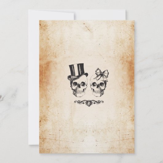 Skull Wedding Party Halloween Gothic Horror Invite Kaart (Achterkant)