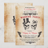Skull Wedding Party Halloween Gothic Horror Invite Kaart (Voorkant / Achterkant)