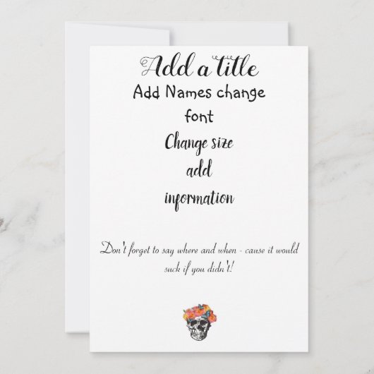 Skull Wedding - Totdat de dood ons deelneemt Kaart (Achterkant)