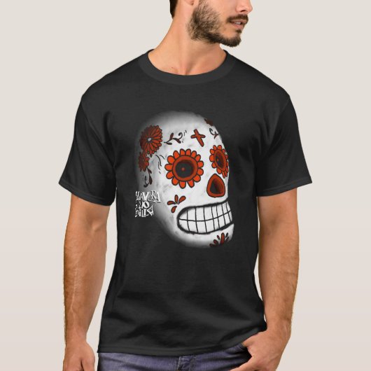 Skull white and flowes t-shirt (Voorkant)