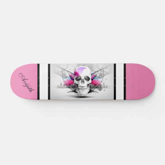 Skull White Modern Custom Skateboard (Horizontaal)