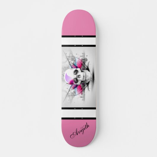 Skull White Modern Custom Skateboard (Voorkant)