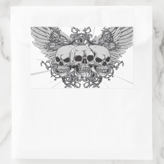 Skull Wings Rechthoekige Sticker (Tas)