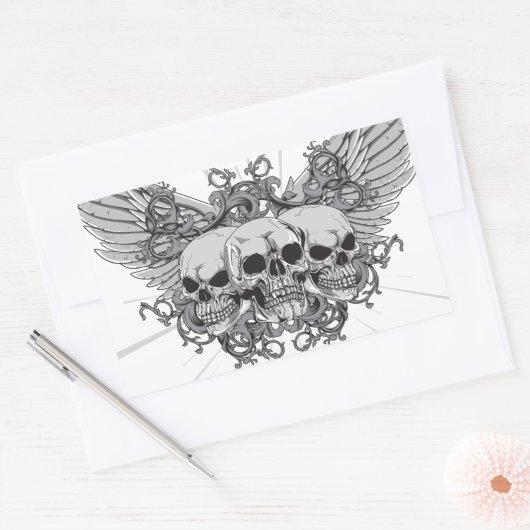 Skull Wings Rechthoekige Sticker (Envelop)