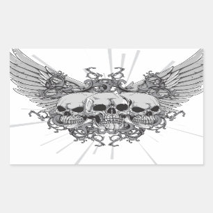 Skull Wings Rechthoekige Sticker