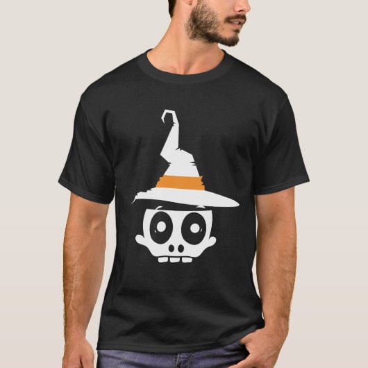 Skull Witch Eenvoudige Moderne Zwarte Kunst Trendy T-shirt (Voorkant)