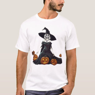 Skull Witch en Jack-o'-Lanterns T-shirt