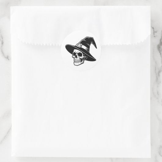 Skull Witch Hat Gothic Art - sticker (Tas)
