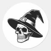 Skull Witch Hat Gothic Art - sticker (Voorkant)