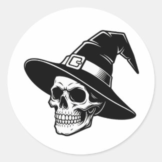 Skull Witch Hat Gothic Art - sticker