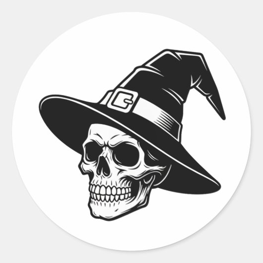 Skull Witch Hat Gothic Art - sticker (Voorkant)
