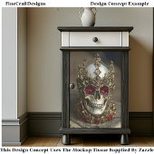 Skull With Baroque Gold Ruby Crown DW6 Decoupage Tissuepapier
