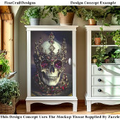 Skull With Baroque Gold Ruby Crown DW6F Decoupage Tissuepapier