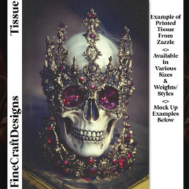 Skull With Baroque Gold Ruby Crown DW6F Decoupage Tissuepapier
