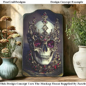 Skull With Baroque Gold Ruby Crown DW6F Decoupage Tissuepapier