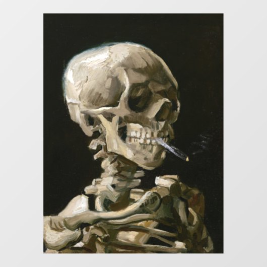 Skull with Burning Cigarette by Vincent van Gogh Raamsticker (Vel)