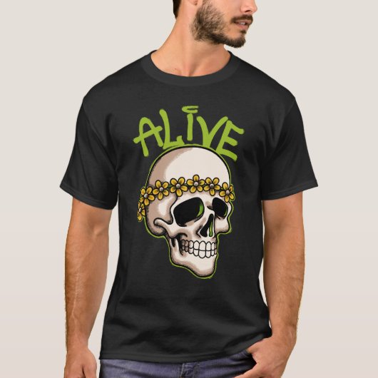 Skull with Flowers streetwear T-shirt (Voorkant)