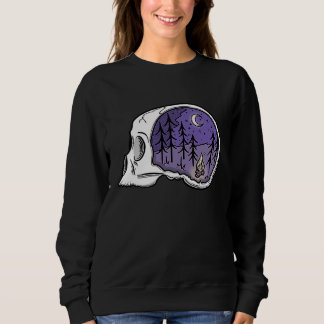 Skull with Forest Nighttime Camping Scene True Cri Trui