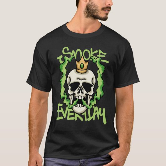 skull with green smoke streetwear  t-shirt (Voorkant)